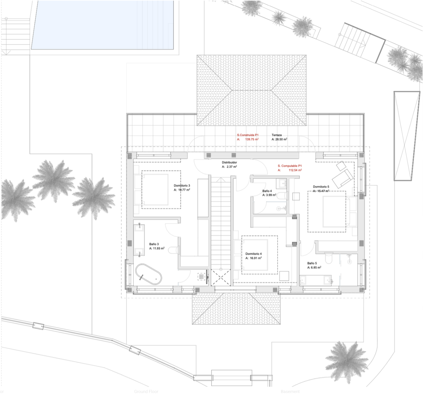 First floor plan — 139.75 m²