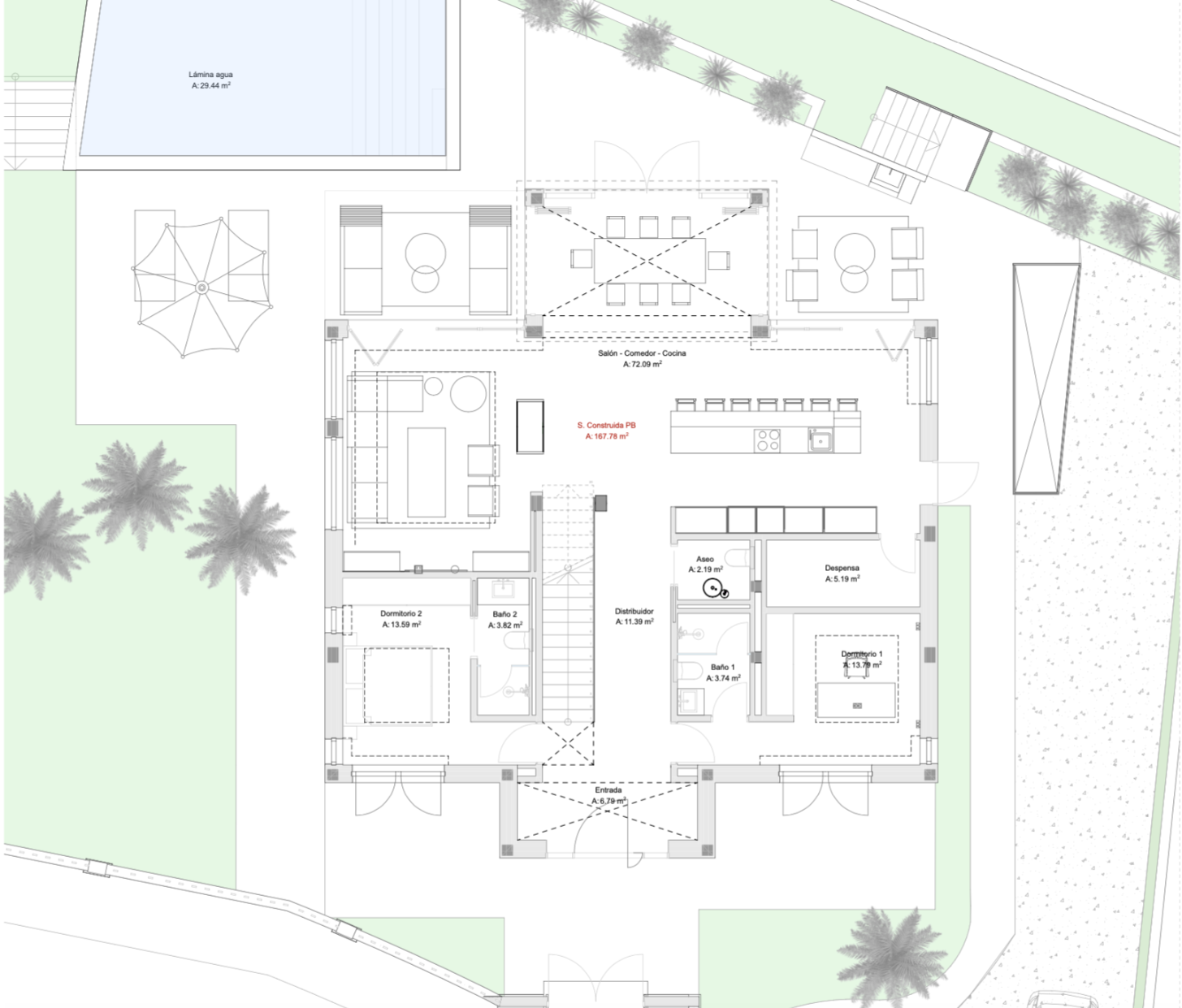 Ground floor plan — 167.78 m²
